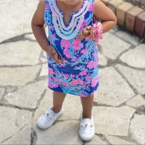 🌺🐠 🌊Lilly Pulitzer GIRLS Mini Harper Shift Corsica Blue Toucan Party 🎉🌺🌊